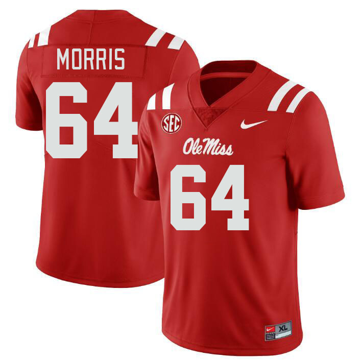 Ole Miss Rebels #64 Ethan Morris College Football Jerseyes Stitched Sale-Red